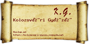 Kolozsvári Győző névjegykártya